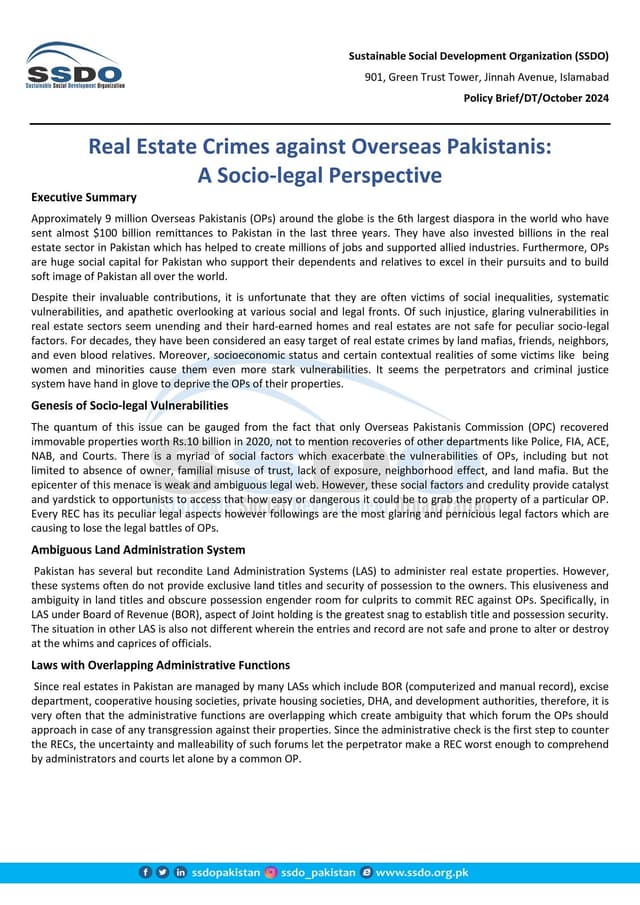 Real Estate Crimes against Overseas Pakistanis: A Socio-legal Perspective